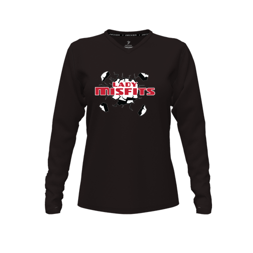 [CUS-DFW-TEES-CMF-VNK-LSL-BLK-FYXS-LOGO3] Decker Comfort T-Shirt (Female Youth XS, Black, V Neck, Logo 3, Long Sleeve)