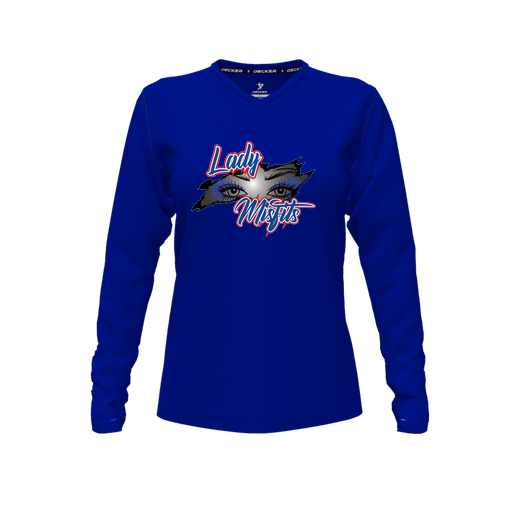 [FTLVCFRY-FYXS-LOGO1] Decker Comfort T-Shirt (Female Youth XS, Royal, V Neck, Logo 1, Long Sleeve)