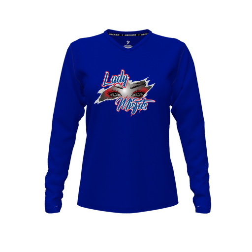 [CUS-DFW-TEES-CMF-VNK-LSL-RYL-FYXS-LOGO2] Comfort T-Shirt (Female Youth XS, Royal, V Neck, Logo 2, Long Sleeve)