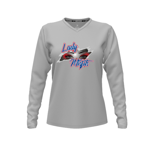 [FTLVPTGY-FYXS-LOGO2] Decker Performance T-Shirt (Female Youth XS, Gray, V Neck, Logo 2, Long Sleeve)