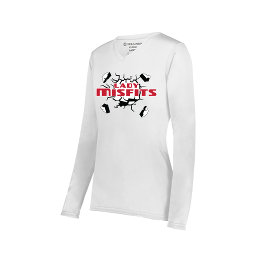 [222824.005.S-LOGO3] Ladies LS Smooth Sport Shirt (Female Adult S, White, Logo 3)